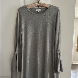 Talbots RSVP Elegant Silver knit Long Sleeve Dress